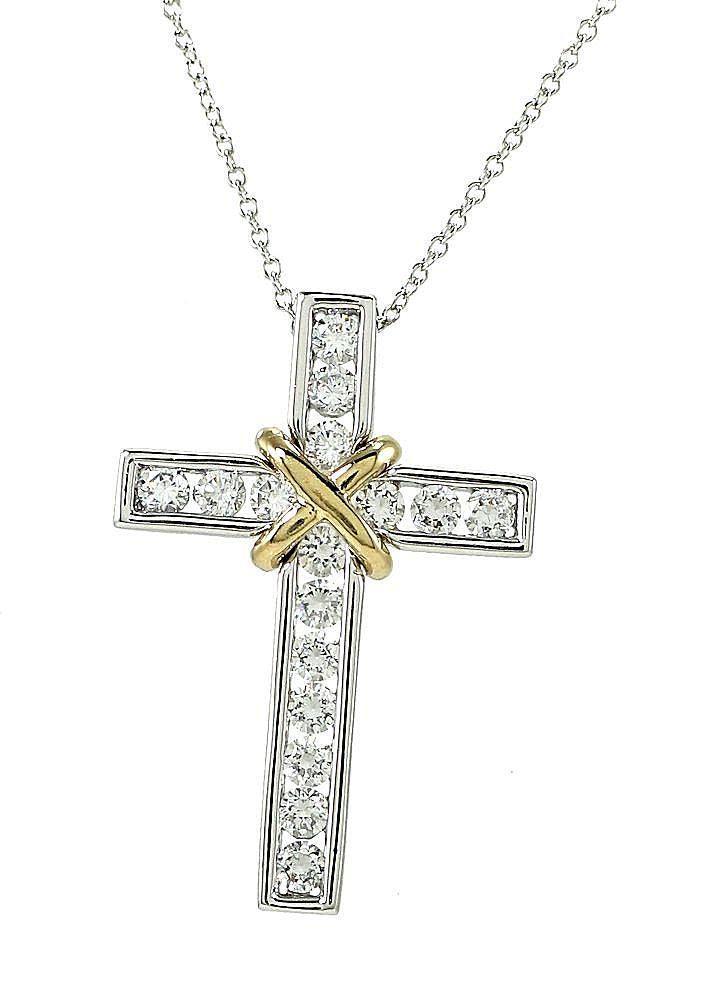 Silver Cross Necklaces Cubic Zirconia stone. Its 16" chain is adjustable up to 2"