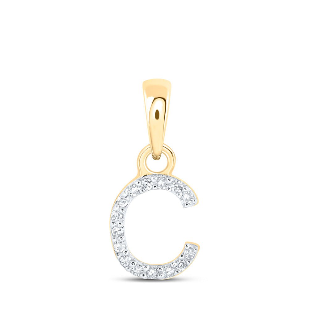 10kt Yellow Gold Womens Round Diamond C Initial Letter Pendant .03 Cttw - RCDJewelry