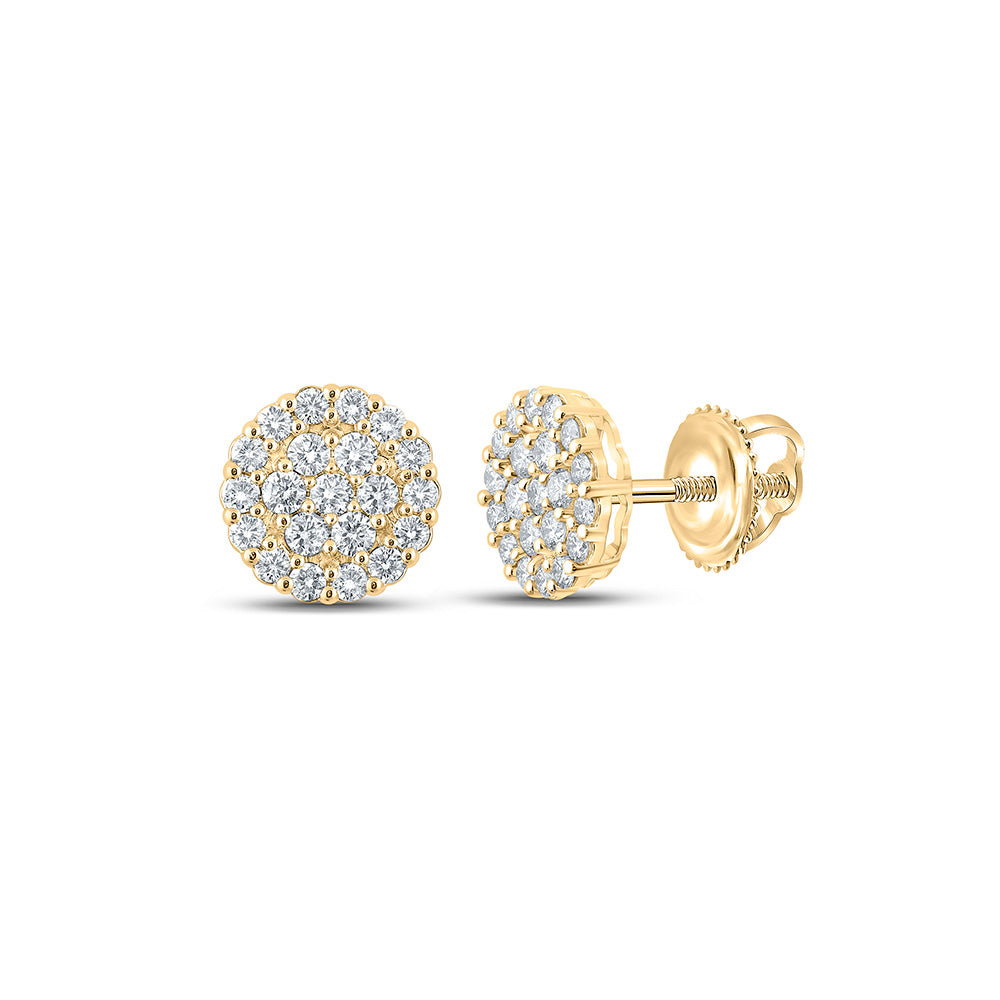 10kt Yellow Gold Round Diamond Cluster Earrings 2-3/4 Cttw