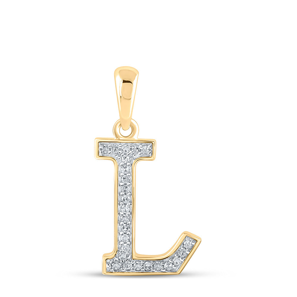 10kt Yellow Gold Womens Round Diamond Initial L Letter Pendant 1/12 Cttw