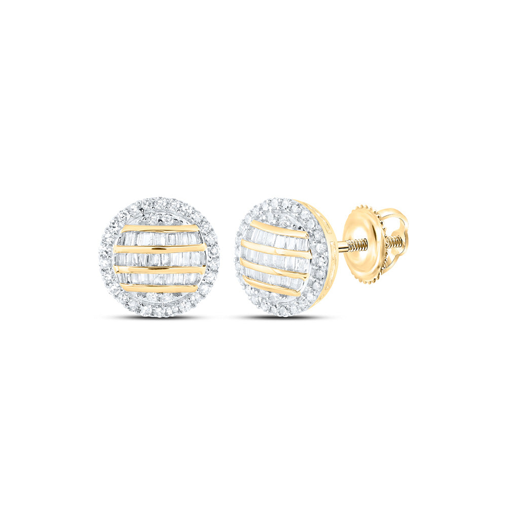10kt Yellow Gold Round Diamond Circle Earrings 5/8 Cttw