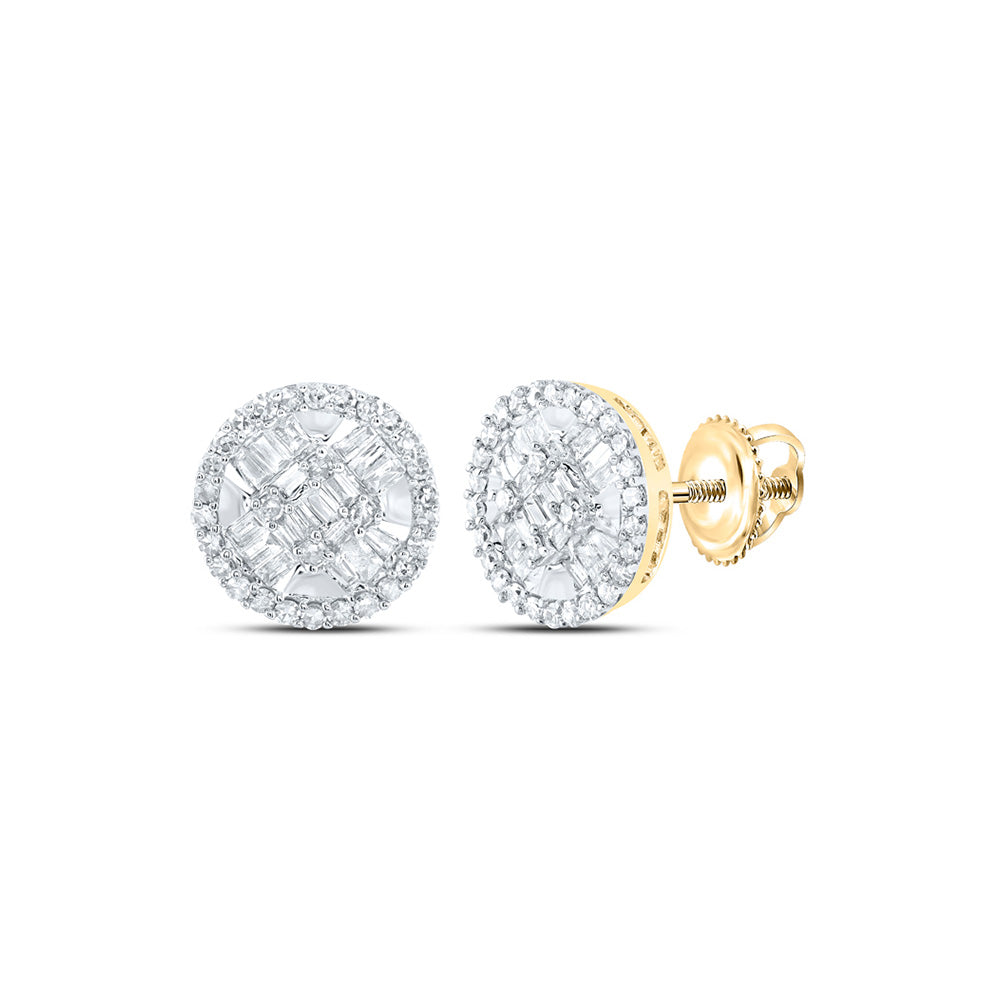 10kt Yellow Gold Baguette Diamond Circle Earrings 5/8 Cttw