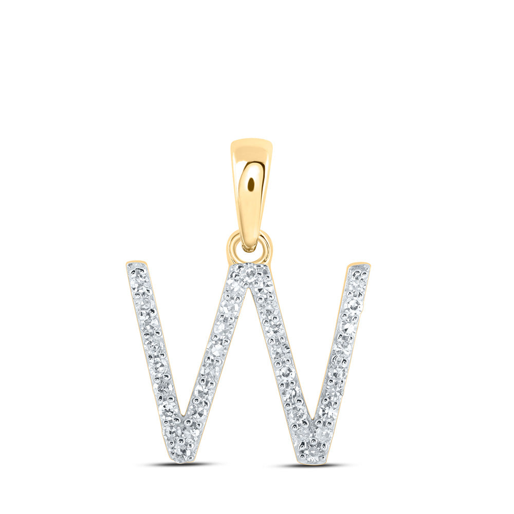 10kt Yellow Gold Womens Round Diamond W Initial Letter Pendant 1/8 Cttw