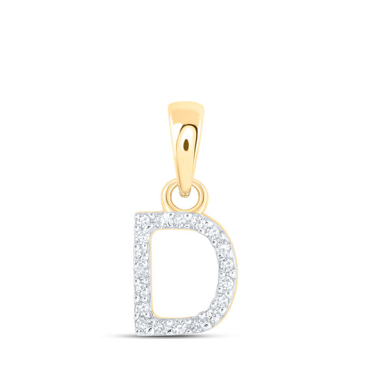 10kt Yellow Gold Womens Round Diamond D Initial Letter Pendant 1/20 Cttw