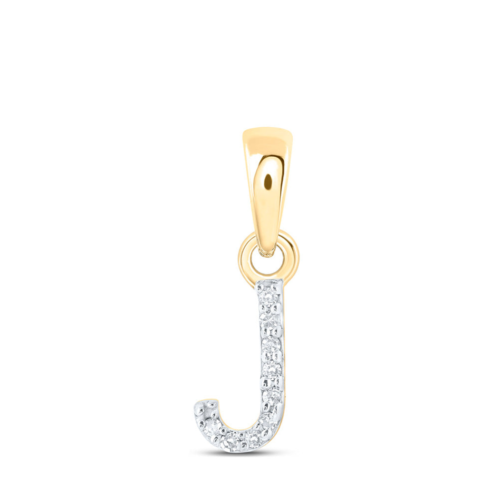 10kt Yellow Gold Womens Round Diamond J Initial Letter Pendant .02 Cttw