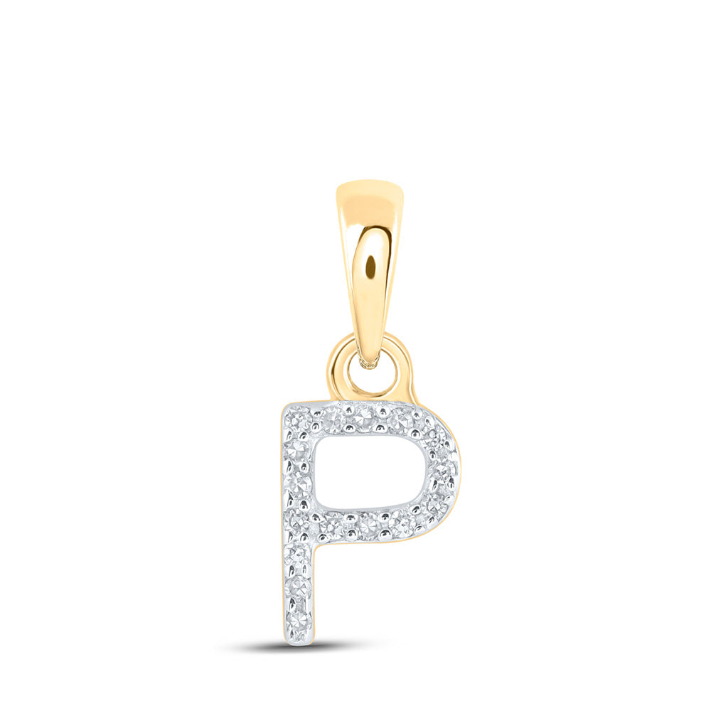 10kt Yellow Gold Womens Round Diamond P Initial Letter Pendant .03 Cttw