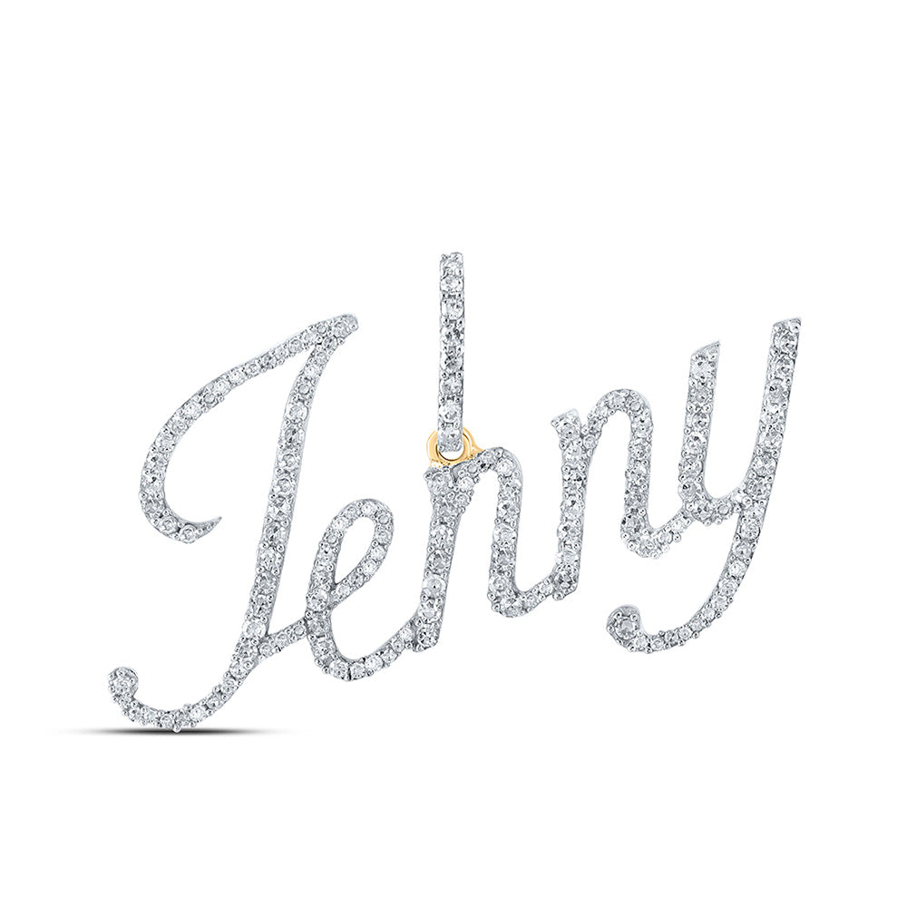 10kt Yellow Gold Womens Round Diamond JENNY Name Pendant 5/8 Cttw