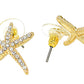 Starfish Stud Earring Gold Tone and CZ 21mm