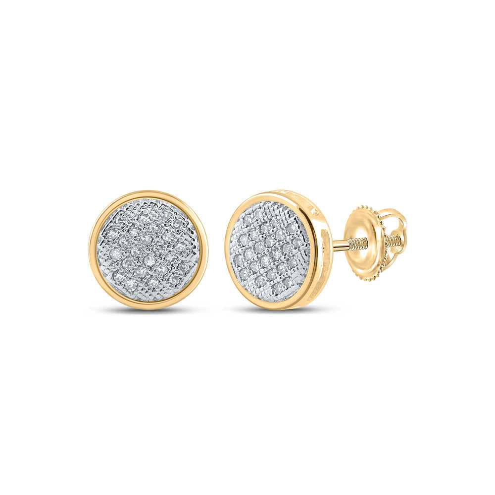 14kt Yellow Gold Womens Round Diamond Circle Earrings 1/6 Cttw